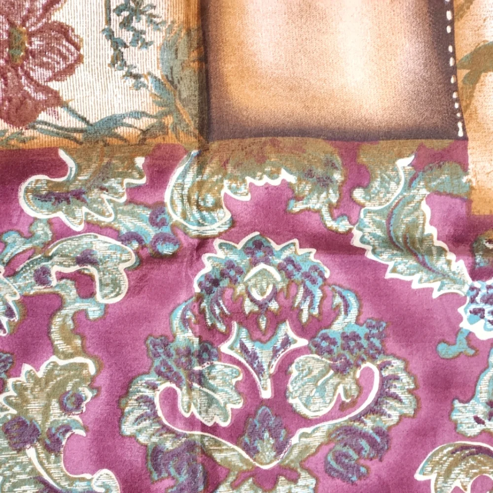 Bloomingdale's Floral Tapestry Pattern Silk Oblong Scarf